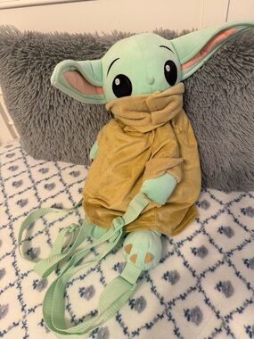 Disney Parks Plush Baby Yoda Backpack - Mint Green & Tan